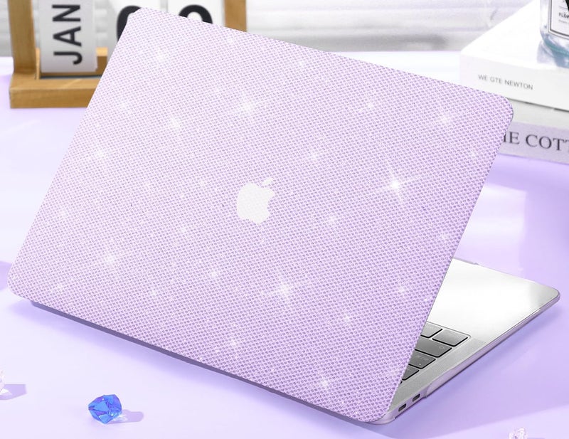 KEROM Glitter Case for MacBook Air 13 inch 2025-2022 M4 M3 M2 A3240 A3113 A2681, Luxury Bedazzled Shiny Bling Sparkle Textured PU Leather Hard Shell & Keyboard Cover for Mac Air 13.6 inch Case, Purple - Image 1